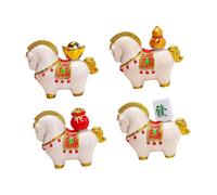 Fxzqgnh 4 figuras de caballo, decoración de mesa de resina, figuras de coleccionista, esculturas de animales, figuras de Feng Shui para la chimenea, regalo para amigos, color blanco