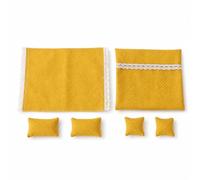 Fxzqgnh 6 Piezas Juego Cama en Miniatura Realista Ropa Cama con Encaje Versátil Juego Muebles Casa Muñecas para Coleccionistas, Juego De Cama De Casa De Muñecas con Patrón De Puntos
