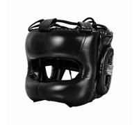 Fxzqgnh Casco Sparring Tipo Cuero Casco Sparring Acabado Brillante para Boxeadores, Negro, Niño-S