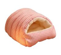 Fxzqgnh Cueva de gato de invierno, regalo, cojín extraíble, cálido, algodón de polipropileno, lavable, multifuncional, suave, práctico, suministros de cama, rosa y blanco, L