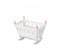 Fxzqgnh Cuna de Muñecas Miniatura con Diseño Interactivo Madera Sólida y Barandillas Talladas Balancín Funcional y Acabado Elegante Adecuada para Dioramas, Rosa