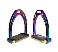 Fxzqgnh Estribo Ancho de 120 Mm Acabado Brillante Estribos de Aluminio Empaque en Caja Estribo Antideslizante para Adultos, Hombres y Mujeres, Equitación, Arcoíris