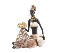Fxzqgnh Figura Mujer Tribal Artístico Figura, Estilo Europeo, Modelo 8757, Figura De Mujer Africana con Cuenco De Frutas, Resina Sintética
