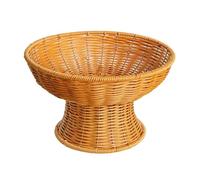 Fxzqgnh Frutero con Base Alta de Imitación Ratán Y Hierro Cesta Organizadora Tejida a Frutas Bandeja Multifuncional para Alimentos Y Snacks Re, Color del Té, Individual