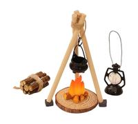 Fxzqgnh Juego de Cocina de Camping en Miniatura para Colgar Leña para Fogatas a Escala 1/12 para Vacaciones, Ladrillo Gris