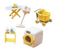 Fxzqgnh Juego de Lavandería para Casa de Muñecas, Soporte de Planchado, Lavadora, Accesorios de Escena DIY