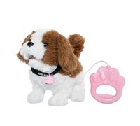 Fxzqgnh Juguete para Caminar, Animal Eléctrico para Niñas, Regalo de Cumpleaños para Niños, Animal de Peluche, Mascota, Blanco Marrón