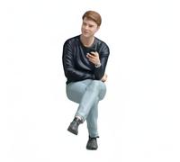 Fxzqgnh Muñeco ca 1:18 Acabado Detaldo Hombre Sentado Miniatura Pose Realista Figurita de Pintada para Modelistas, Moderno