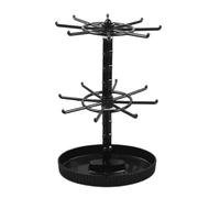 Fxzqgnh Organizador de Joyas con Bandeja para Accesorios Soporte Giratorio para Collares Y Pulseras Expositor para Anillos Y Llaveros Diseño de, Negro de 2 Niveles, universal