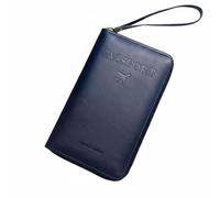 Fxzqgnh Porta de Viaje Organizador de Pasaportes Funda de Monedero de Viaje Tarjetero Bloqueo Electrónico PU Cuero Compartimentos Especializados Adecuado para Negocios Turismo Diario, Azul Oscuro