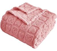 FY FIBER HOUSE Mantas con corazón a Cuadros, Mantas Suaves y cálidas para Amante, mamá, Padre, Amigos, Manta Lavable y Ligera para sofá, Cama para Todas Las Estaciones (Rosa, 50 x 60 Pulgadas)