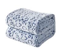 FY FIBER HOUSE Mantas de Lana de Franela, Mantas de Peluche Extra Suaves y esponjosas, Manta de sofá de Microfibra Ligera y acogedora/Manta de sofá para Adultos, 130x150 cm, Leopardo Azul