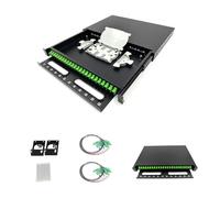 FYBOPTWU - Caja de montaje en rack de fibra óptica SC-APC de 24 puertos monomodo con coletas y acopladores, caja de panel de conexión cargada LGX de 24 núcleos (diseño tipo cajón) para armarios de