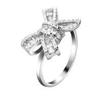 Fycakly Anillo para mujeres y niñas, de acero inoxidable, para anillos de moda B o w D i a m o n d R i n g 1 R g, E, Metal