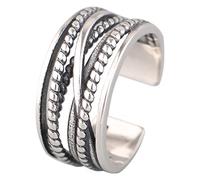 Fycakly Anillos apilables para mujeres y niñas, retro, con capa, índice de bobinado, para todos los partidos, personalidad, abierto, ajustable, anillo brillante, talla única, Metal