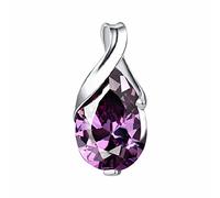Fycakly Colgante de amatista natural, colgante de lágrima de ángel, joyería para mujeres y hombres, colgante de cadena corta con incrustaciones de piedras preciosas sin cadena, collar con nombre, A