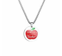 Fycakly Collar de agradecimiento para profesores, regalos únicos para Navidad, día de San Valentín, jubilación, último día de escuela, fin de curso, primer año, collares para mujer, A, Acero