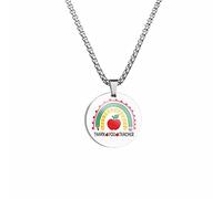 Fycakly Collar de agradecimiento para profesores, regalos únicos para Navidad, día de San Valentín, jubilación, último día de escuela, fin de curso, primer año, collares para mujer, A, Acero