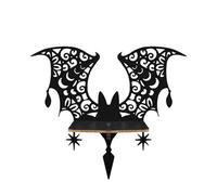 Fycakly Estante de pared de madera con luces de Halloween para Halloween, estantería para sala de estar, decoración de pared, tablero de colocación de murciélagos de madera, escurridor de cocina
