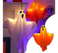 Fycakly Fantasma de Halloween para exteriores, decoración colgante LED blanca brillante para interiores y exteriores, árbol, patio, porche, suministros de decoración luminosa para árbol (B, A)