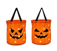 Fycakly Halloween Halloween Ghost-S Light Candy Bags Up Pumpkin Candy Bucket Truco O Bags Up Purpose Reutilizable Bucket for Kids Decor Scary, Orange, Talla única
