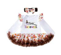 Fycakly My First Thanksgiving - Conjunto de ropa para bebé, niña y niño, traje de pavo recién nacido, mameluco de manga larga, pantalones prematuros, disfraz de Halloween para niñas, calabaza (blanco