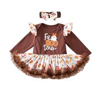 Fycakly My First Thanksgiving - Conjunto de ropa para bebé, niña y niño, traje de pavo recién nacido, mameluco de manga larga, pantalones prematuros, disfraz de Halloween para niñas, calabaza (marrón3