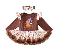 Fycakly My First Thanksgiving - Conjunto de ropa para bebé, niña y niño, traje de pavo recién nacido, mameluco de manga larga, pantalones prematuros, disfraz de Halloween para niñas, calabaza (marrón1