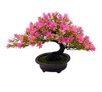 Fycooler Bonsai Artificial Decoración de Plantas Falsas Plantas Artificiales en macetas Plantas de Bonsai de Pino japonés- árbol de bonsai para la decoración del hogar Pantalla de Escritorio - rosa