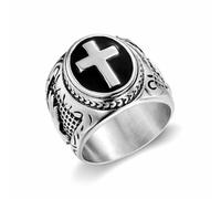 fycouyee Anillo de Titanio Mano de Dios Cruz Vintage para Hombre