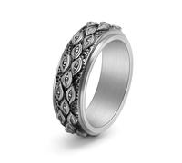 fycouyee Vintage Ojo de Dios Anillos Giratorios Acero Inoxidable Hombres Ojos Joyería de Mano