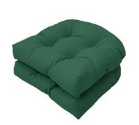 FYCYGG Cojín de Cesta en Forma de U, Juego de 2 Piezas, 48 X 48 Cm, Suave, Resistente a la Intemperie, Adecuado para Alfombras de Terraza Al Aire Libre en Jardines, Cocinas y Oficinas(Deep green,Water