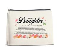 FYDHQSS Regalos para mi hija de mamá papá, regalos para hija, regalo para hija, cumpleaños, Navidad, bolsa de maquillaje con cremallera Never Forget That I Love You Daughter, Con color
