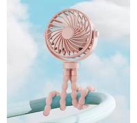 FYDTOP Ventilador de cochecito con clip, ventilador portátil con clip para cochecito con 3 velocidades y luz nocturna, mini pulpo de mano giratorio de 360°, mini ventiladores portátiles recargables