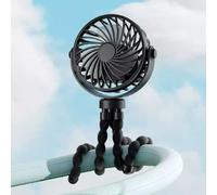 FYDTOP Ventilador de cochecito con clip, ventilador portátil con clip para cochecito con 3 velocidades y luz nocturna, rotación de 360°, mini pulpo de mano, mini ventiladores portátiles recargables