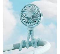 FYDTOP Ventilador de cochecito con clip, ventilador portátil con clip para cochecito con 3 velocidades y luz nocturna, mini pulpo de mano giratorio de 360°, mini ventiladores portátiles recargables