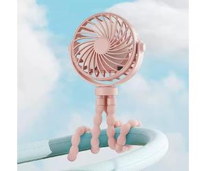 FYDTOP Ventilador de cochecito con clip, ventilador portátil con clip para cochecito con 3 velocidades y luz nocturna, mini pulpo de mano giratorio de 360°, mini ventiladores portátiles recargables
