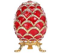 Fydun baguesCollares, Rojo, Caja de Joyería Pintada de Esmalte Caja de Baratijas de Huevo Fabergé con Organizador de Joyería para Pendientes Gifts