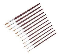 Fydun Cepillo de Pintura de Cabello de Nylon Rojo de 12 Piezas Juego de Cepillos de Arte Redondo y Plano para Acuarela y Gouache (#1)