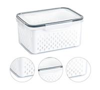 Fydun Cesta de Almacenamiento de Drenaje Transparente versátil: Recipiente de Cocina para Frutas y Verduras, Organizador de Alimentos que Ahorra Espacio con Diseño de Drenaje Rápido (3300ML)