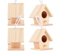 Fydun Encantadoras Casas de Pájaros de Madera para Colgar Al Aire Libre, Cajas Nido de Jardín Ideales para Descanso y Decoración de Pájaros, 4 Uds.