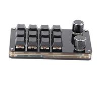 Fydun Interruptor Rojo Macro Teclado Plug and Play Perillas Ergonómicas Personalizadas Mini Teclado USB para Escritorio, Accesorios Profesionales (12 Teclas con 2 perillas)