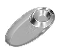Fydun Plato para Refrigerios Dividido de Acero 304 Less - Plato de Especias Ovalado para Cámara, Fiestas Al Aire Libre y Uso Doméstico - Ideal para Condimentos, y Aperitivos (S)