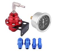 Fydun Regulador de Presión de Combustible Ajustable Universal Aluminio Coche 160 psi 1: 1 Kit de Medidor de Aceite(rojo)