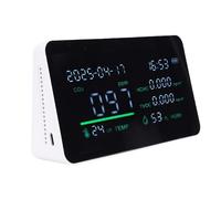 Fyearfly 7 en 1 Probador de Calidad del Aire, Detector de Aire de Escritorio HCHO TVOC Temperatura de Temperatura Monitor, para Salas de Estar Sótanos Talleres de Invernaderos