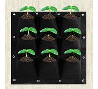 Fyearfly Bolsas Colgantes para Cultivo de Plantas, 9 Bolsillos, Verticales, Verdes, para Colgar en la Pared, para jardín, Bolsas para Plantas, jardineras para Exteriores, Interiores, Patio(Negro)