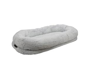Fyearfly Cama para perro humano, siesta suave y acogedora para adultos y mascotas, cama de esponja de piel gigante, comodidad de invierno, lavable a máquina, gris, 185 x 120 x 30 cm, lujo asequible