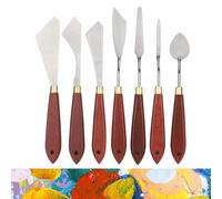 Fyearfly Cuchillo de paleta de acero inoxidable, 7 unids/set Juego de raspador de mezcla de cuchillo de paleta de acero inoxidable para pintura al óleo mezcla acrílica
