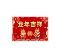 Fyearfly Felpudo rojo de Año Nuevo Lunar, diseño del año del dragón auspicioso, tapete de entrada de terciopelo de cristal antideslizante para decoración del pasillo del hogar, 80 x 120 cm