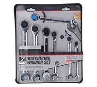 Fyearfly Fix Head - Juego de llaves de trinquete de acero al cromo vanadio, 8-19 mm, fácil acceso en espacios reducidos, herramientas manuales duraderas para reparación de vehículos y maquinaria